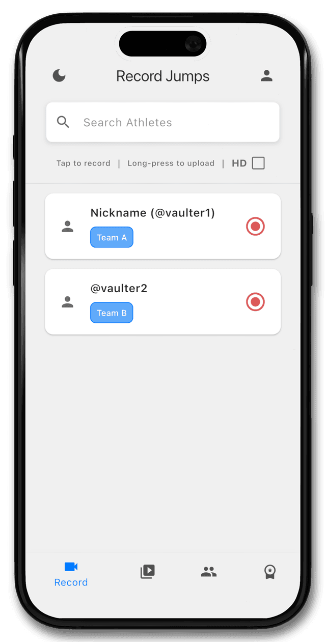 Home screen showing jump stats